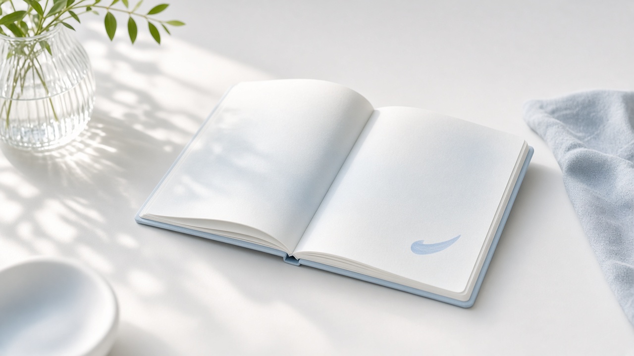 A single luminous page above a small cyan node cluster.