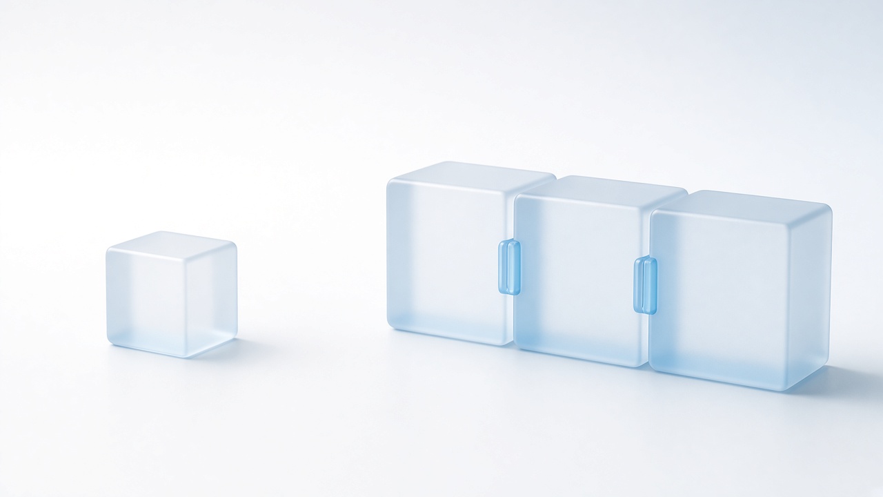 A small frosted block growing into three connected blocks.